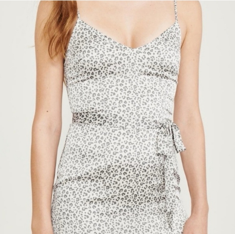 Grey Leopard Print Slip Dress